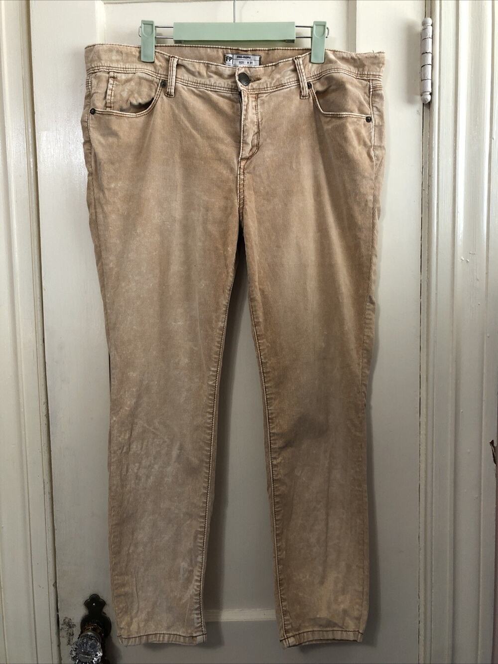 Free People Ankle Corduroy Pants Size 31 Waist Light Brown 5 Pocket Low Rise